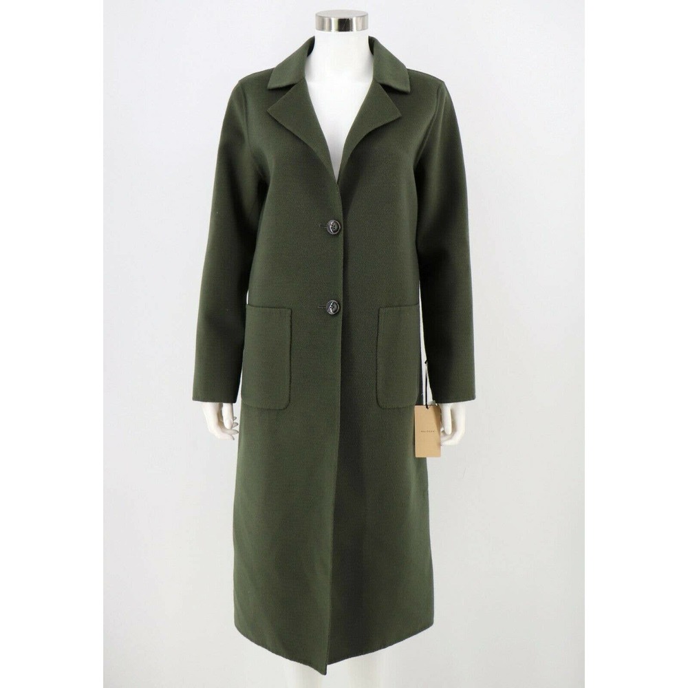 Halogen NWT 2-Button Front Patch Pocket Long Coat Olive Green Size Small